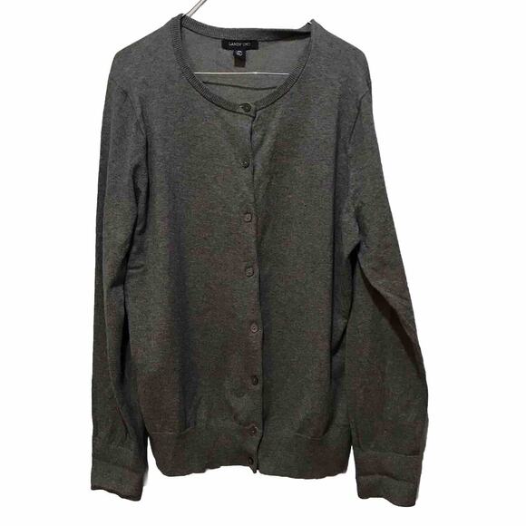 Lands End Cardigan Sweater Womens Size M Medium 10 12 Gray Button Front - Picture 1 of 5